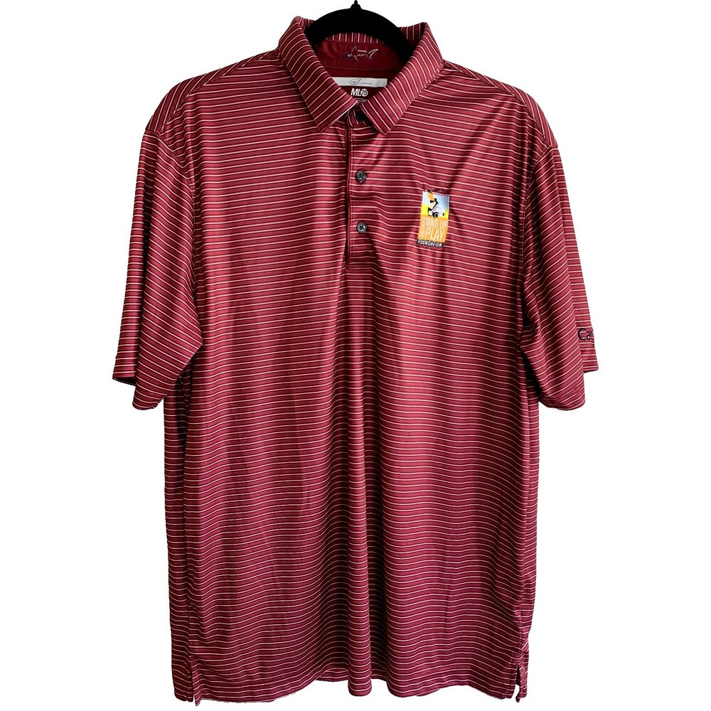 Greg Norman Play Dry Men's Short Sleeve Golf Polo Shirt Size Large Striped